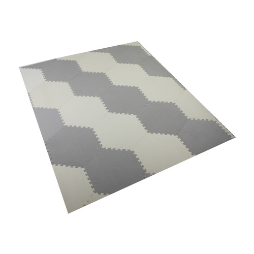 Kids Foam Play Mat Hexagon Pattern White and Grey Indoor Play Boys and Girls Geo Foam Floor Tiles