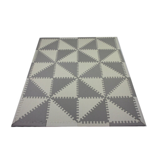 OCAM Kids Foam Play Mat Triangle Pattern White and Grey for Indoor and Outdoor Play Boys Girls