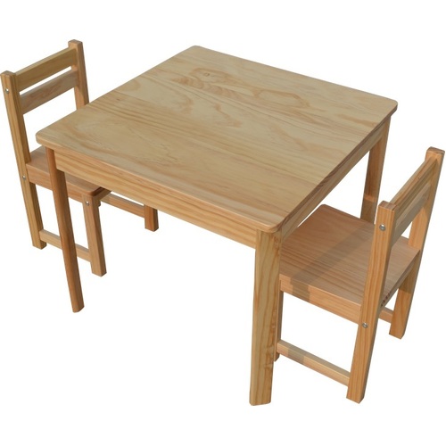 Kids Timber Table and Chair Set in Colour Natural Boys Girls Indoor Outdoor 