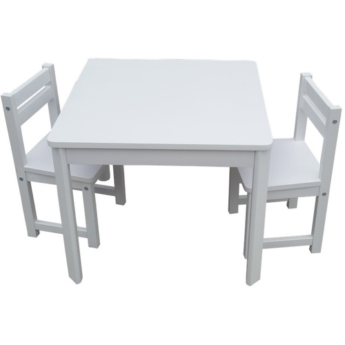 Kids Timber Table and Chair Set in Colour White Boys Girls Indoor Outdoor 