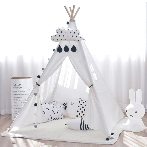 Kids Large White Cotton Canvas Play Tent Teepee Indoor Tipi Tee Pee 