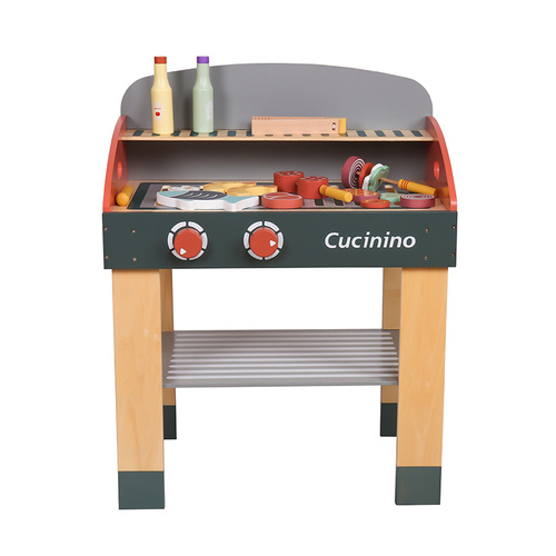 OCAM Kids Wooden BBQ Cooking Play Station 14 Piece Set