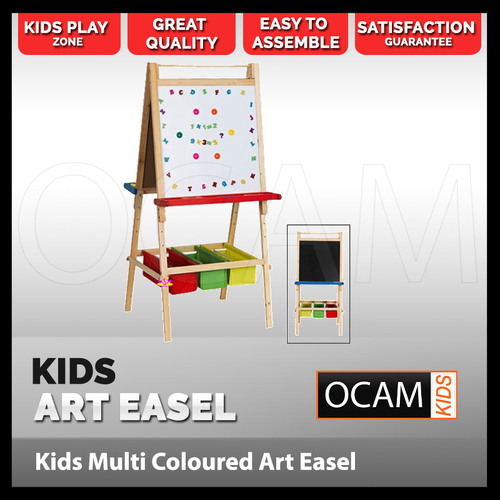 Kids Multi Coloured Easel For Dual Arts Activities, Black Board White Board Kids