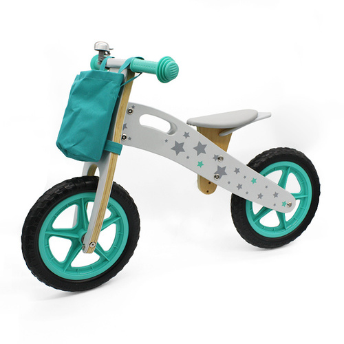 OCAM Kids Wooden Balance Bike 2 Wheeler in Aqua Blue